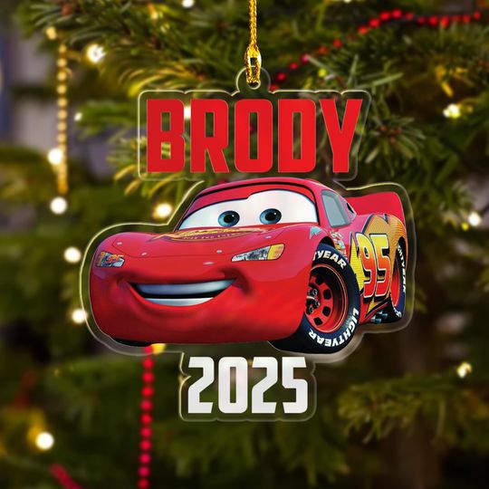 Discover Personalized McQueen Christmas Ornament, Custom Disney McQueen Christmas Tree Decor, Disney Car Xmas Home Decoration