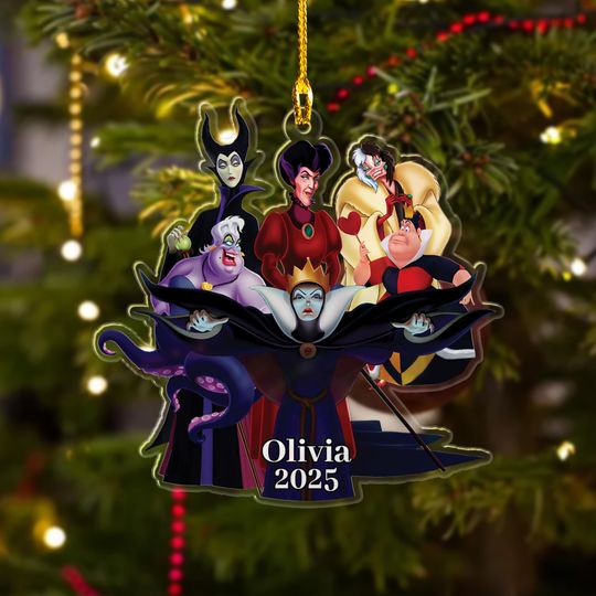 Discover Personalized Evil Queens Ornament, Disney Villains Xmas Ornament, Customized Disney 2025 Christmas Tree Decor Gift For Kid