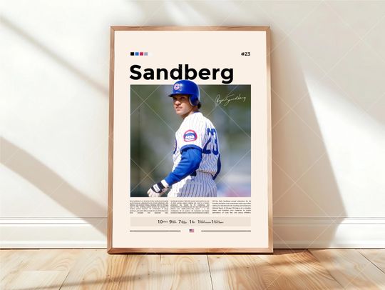 Ryne Sandberg Poster, Chicago Cubs Baseball Poster, Sports Bedroom Poster Decor