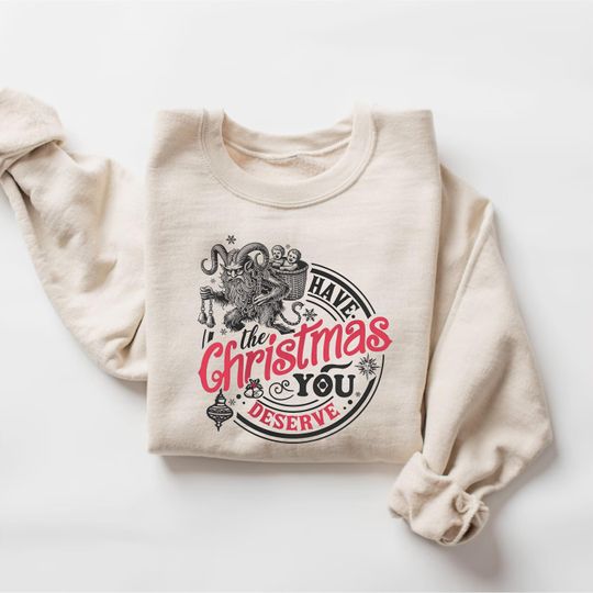 Krampus Christmas Sweatshirt, Spooky Holiday Crewneck, Dark Humor Xmas Sweater