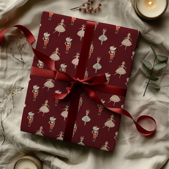 Discover Nutcracker Ballerina Wrapping Paper Seasonal Gift Wrap Cute Illustration Gift Wrap Nutcracker Gift Wrap Elegant Festive Christmas Gift Wrap