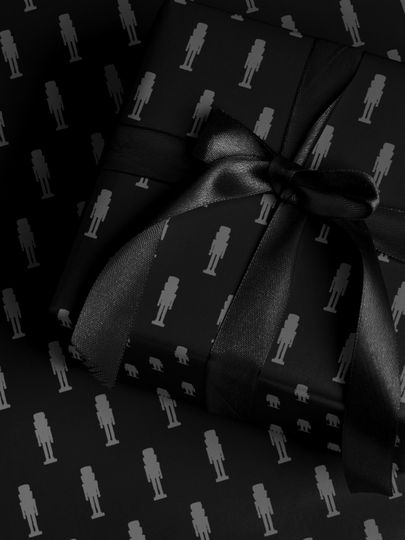 Discover Christmas Wrapping Paper Roll Elegant Nutcracker Design Luxury Holiday Gift Wrap Roll Classic Monochrome Traditional Christmas Wrapping
