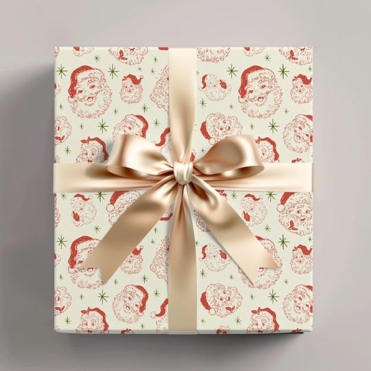 Discover Vintage Santa Wrapping Paper Christmas Classic Holiday Gift Wrap for Daughter Retro Xmas Wrap for Present Nostalgic Santa Claus Wrapping