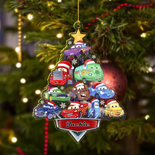 Discover Personalized Car Christmas Tree Ornament, Custom McQueen Tow Mater Family Tree Decor Ornament, Disney Car Christmas Ornament