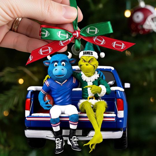 Discover American Football Mascot Acrylic Ornament: Custom Mascot With Gricnh Christmas Gift