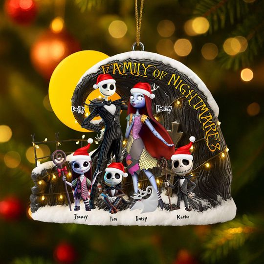 Discover Spooky Family Acrylic Ornament, Personalized Christmas Gift For Family, Gothic Holiday Keepsake