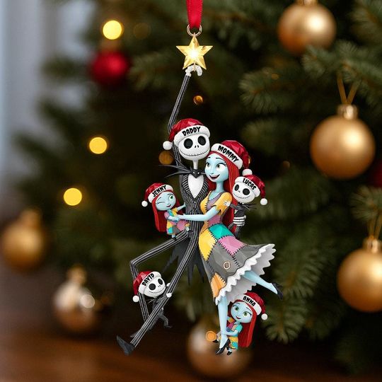 Discover Personalized Spooky Christmas Family Ornament, Acrylic Holiday Decoration