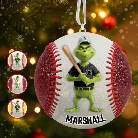 Discover Baseball funny character Christmas Acrylic Ornament  Personalized Gifts for Baseball Lovers, Funny Holiday Decoration