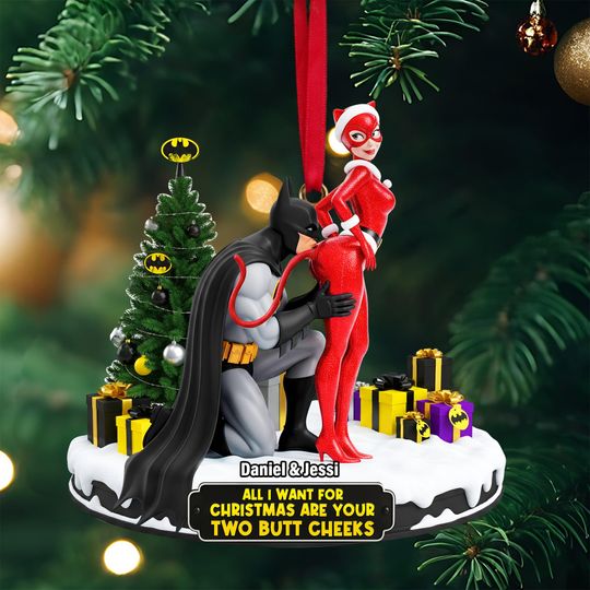 Batman & Catwoman Couple Naughty Christmas Ornament  Personalized Funny Couple Gift