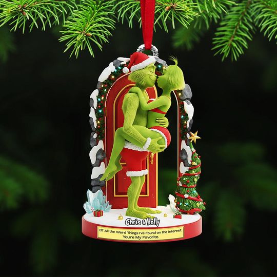 Green Monster You're My Favorite Acrylic Ornament - Personalized Christmas Gift For Couple