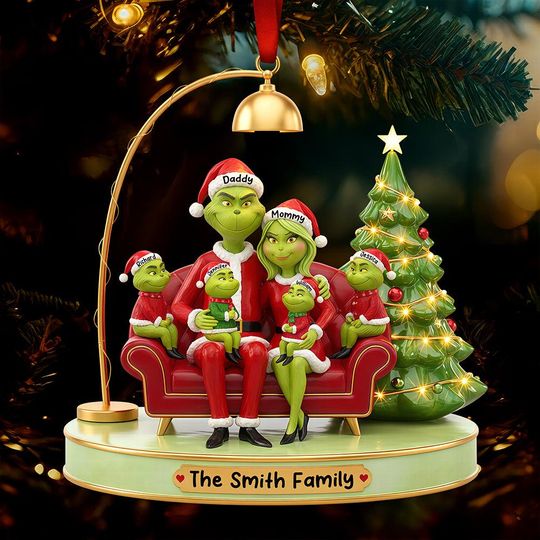 Discover Funny funny character Green Monster Family Christmas Acrylic Ornament - Personalized Gift