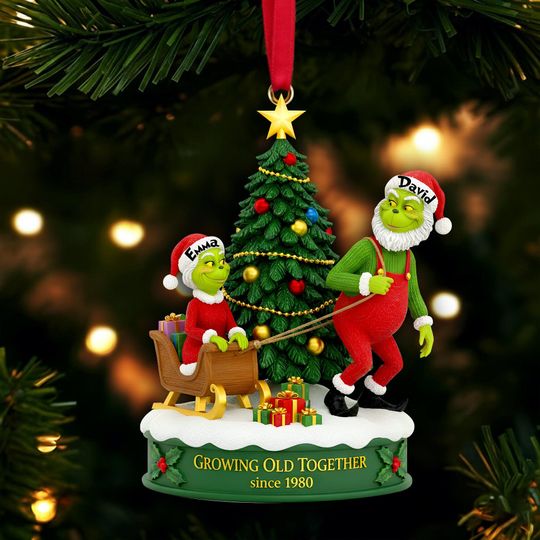 Personalized Christmas Acrylic Ornament for Old Couple - Growing Old Together Gift