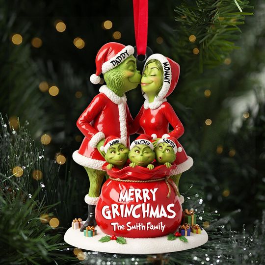 Discover Festive Family Love Acrylic Ornament, Personalized Christmas Gift for Family, Custom Holiday Decoration