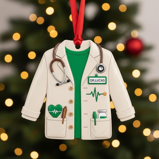 Personalized White Coat Ornament, Custom Doctor & Nurse Christmas Gift 2025, Medical School Graduation, Custom Name Keepsake
