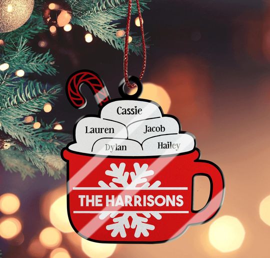 Personalized Family Hot Chocolate Acrylic Christmas Ornament