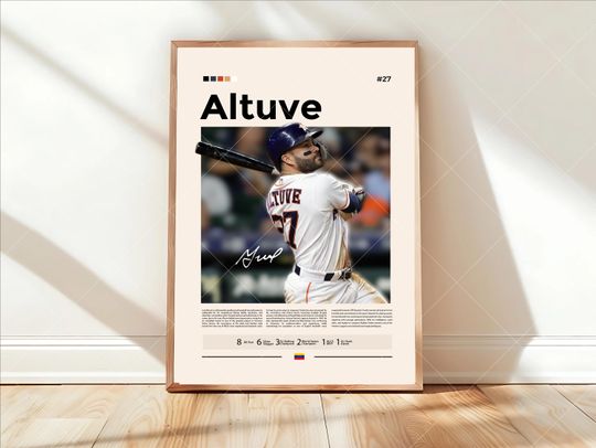 Jose Altuve Poster, Houston Astros Baseball Poster, Sports Bedroom Poster Decor