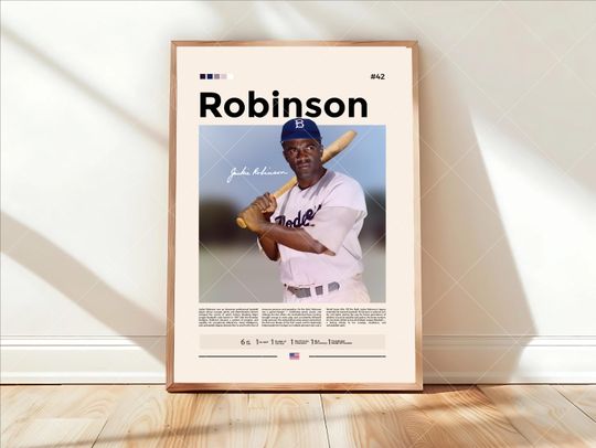 Jackie Robinson Poster, Brooklyn Dodgers Baseball Poster, Sports Bedroom Poster Decor