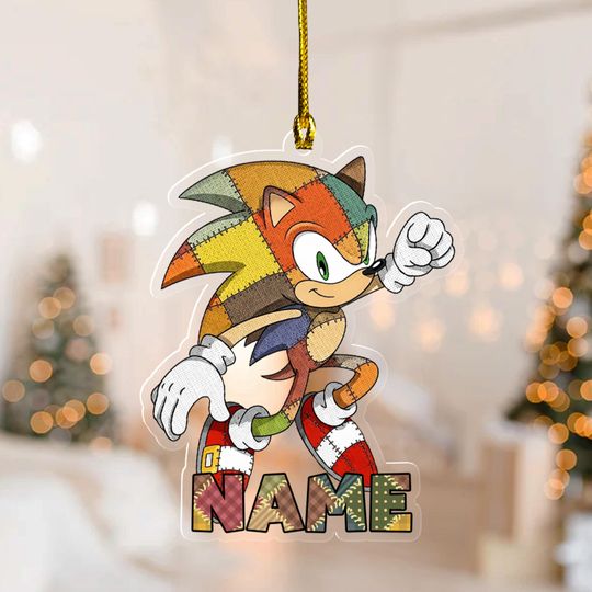 Personalized Sonic Christmas Ornaments, Cartoon Ornament, Sonic Xmas Ornament, Sonic the Hedgehog Xmas Gift, Christmas Gift for Kid