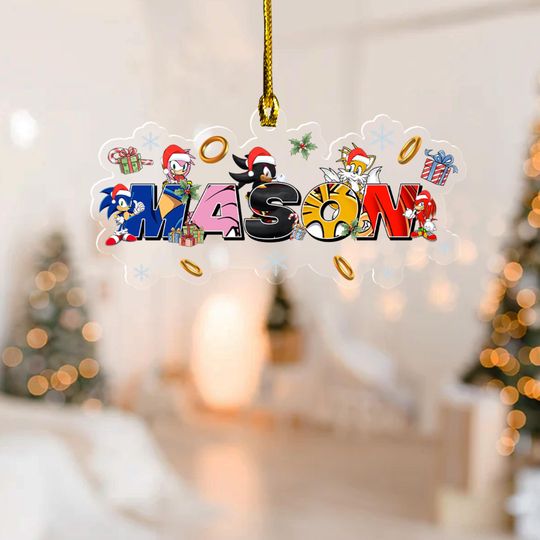 Personalized Sonic Christmas Ornaments, Cartoon Ornament, Sonic Xmas Ornament, Custom Sonic The Hedgehog Xmas Gifts, Christmas Gift