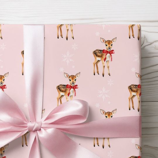 Discover Vintage Pink Christmas Wrapping Paper Roll, Pink Christmas Gift Wrap