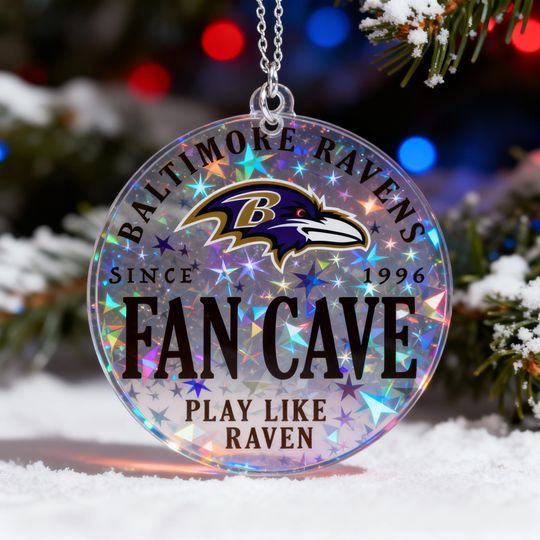 Holographic Baltimore Ravens Ornament, football Football Christmas Decor