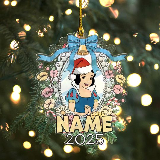 Personalized Princesses Ornament, Elsa Snow White Xmas Ornament Fan Gift, Christmas Tree Decor Gift For Kid