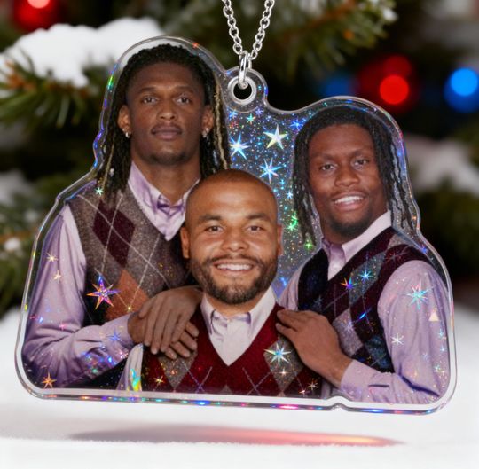 Discover Holographic Football Ornament, CeeDee Lamb, Dak Prescott, George Pickens, football Christmas Decor