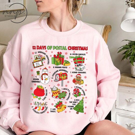 Discover 12 Days of Postal Christmas Sweatshirt, Holiday Postal Worker Hoodie, Christmas Postal Long Sleeve Shirt