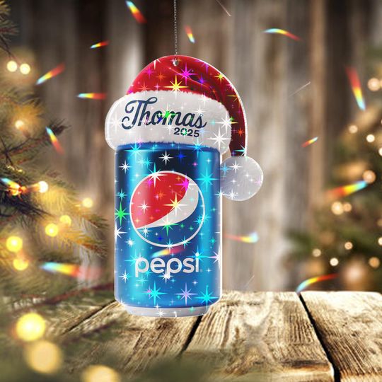Discover Holographic Custom Pepsi Can Ornament, Personalized Name Christmas Ornament 2025, Funny Soda Lover Holiday Tree Decoration Gift
