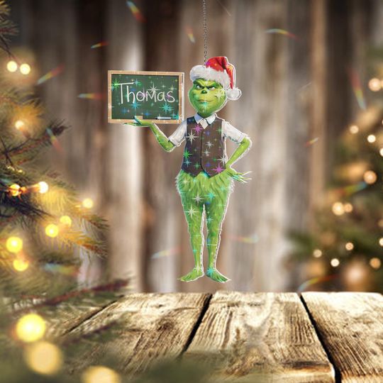 Discover Holographic Custom Name funny character Teacher Ornament, Funny School Christmas Decor, Personalized funny character Holiday Gift for Teachers & Educators