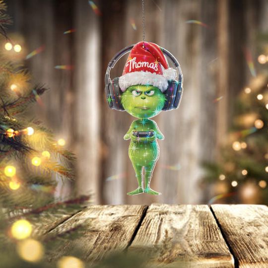 Discover Holographic Custom Name funny character Gamer Ornament, Funny Gaming Christmas Decor, Personalized funny character Holiday Gift for Gamers & Kids