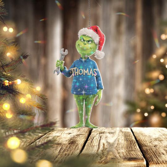 Discover Holographic Custom Name funny character Mechanic Ornament, Funny Auto Repair Christmas Decor, Personalized funny character Holiday Gift for Car Mechanics