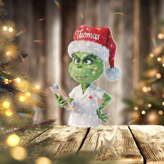 Discover Holographic Custom Name funny character Nurse Ornament, Funny Medical Christmas Decor, Personalized funny character Holiday Gift for Nurses