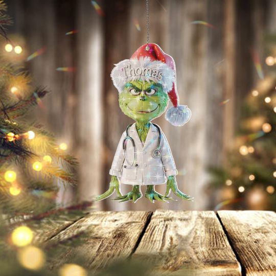 Discover Holographic Custom Name funny character Doctor Ornament, Funny Medical Christmas Decor, Personalized funny character Holiday Gift for Doctors & Nurses