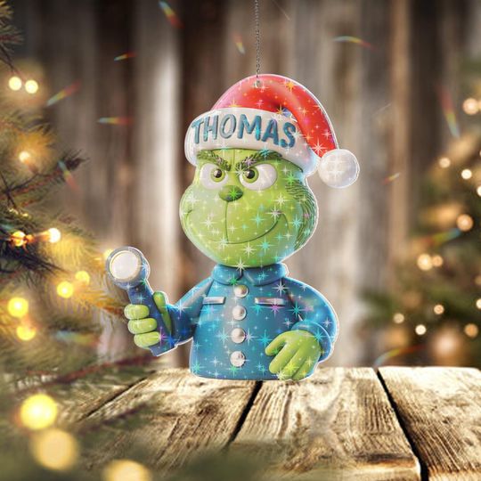 Discover Holographic Custom Name funny character Security Guard Ornament, Funny Christmas Decor, Personalized funny character Holiday Gift for Security Workers