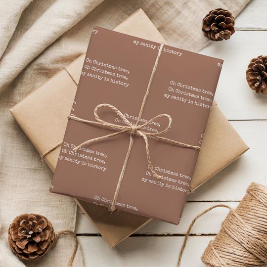 Funny Christmas Wrapping Paper - Oh Christmas Tree My Sanity Is History - Holiday Gift Wrap for Moms, Teachers, Friends - Premium Funny Xmas