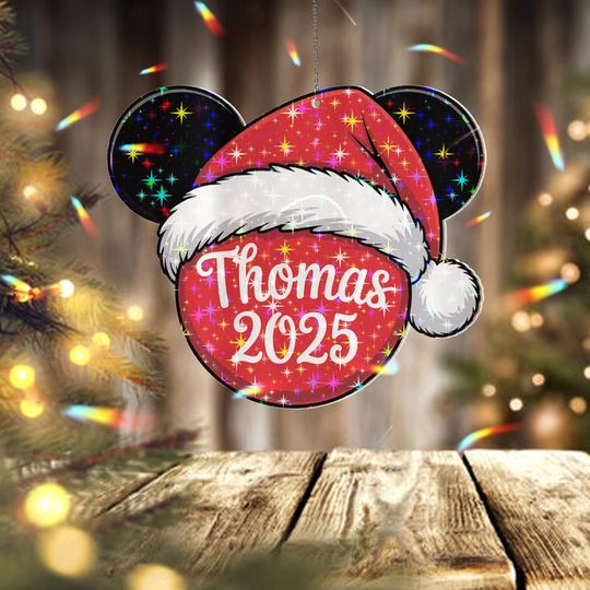 Discover Holographic Mickey Mouse Ornament, Personalized Custom Name, Christmas 2025, Disney Tree Keepsake