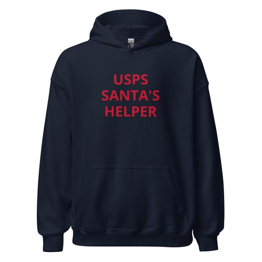 Postal Service Santa's Helper Unisex Navy Hoodie with Red Letters