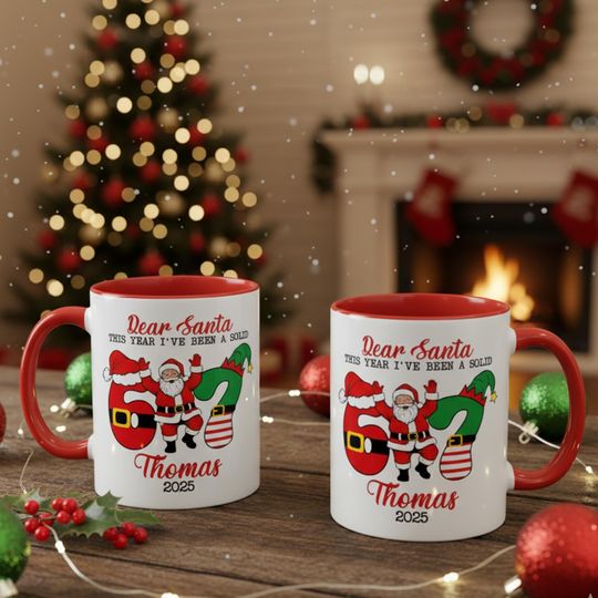 Discover Custom Six Seven Meme Christmas mug, Personalized mug, Gift For Teen, Funny Teen Gift, Grandkid Gift, Gen Alpha Humor, 67 Meme mug