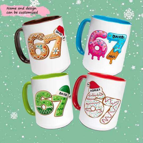 Discover Custom Six Seven Christmas Mug, Personalized mug, 67 Meme Christmas Mug, Teen Slang Funny Tree Decor, 67 Trend Christmas Gift, Gen Alpha Mug