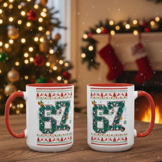 Discover 67 Six Seven Christmas mug, Funny Meme 67 Couples Christmas mug, Funny Number Meme mug, Six Seven 6 7 Meme mug
