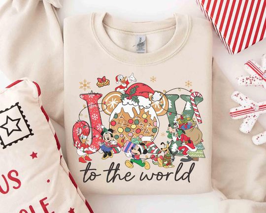 Discover Disney Epcot Joy To The World Christmas Sweatshirt, Mickey's Very Merry Xmas Party 2025 Family Gifts