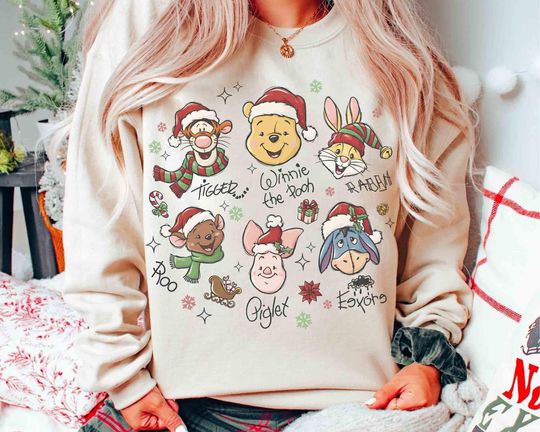 Discover Vintage Winnie The Pooh And Friends Christmas Sweatshirt