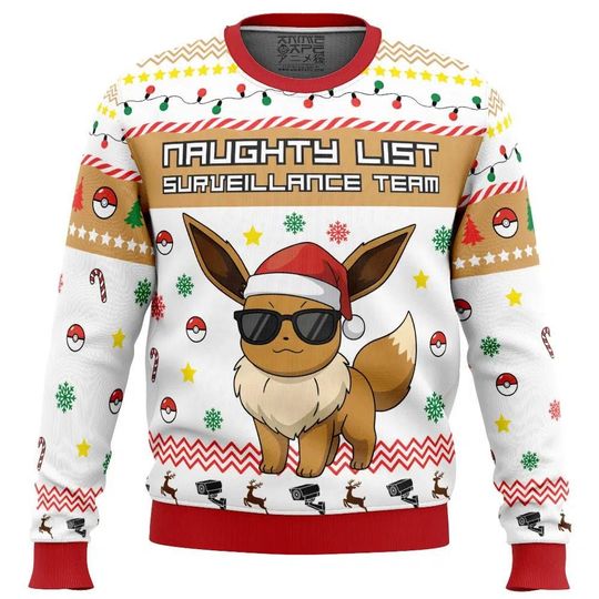 Love Eevee PKM Christmas Sweater, Eevee poket mons Ugly Christmas Sweater, Ugly Xmas Jumper, Holiday Gift for poket mons Fans