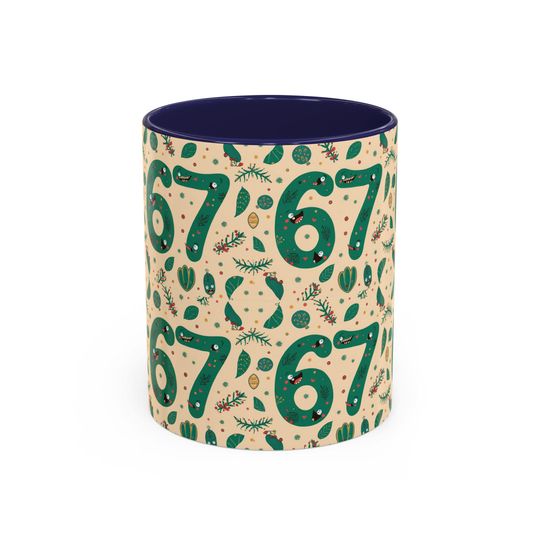 Discover Green Number 67 Pattern Mug | Accent Coffee, Teacher Gift, Funny Joke, White Elephant, Christmas Gift, Holiday Gift, Grab Bag Gift, 11 15oz