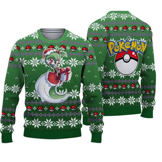 Discover Love Gardevoir PKM Christmas Sweater, Gardevoir poket mons Ugly Christmas Sweater, Ugly Xmas Jumper, Holiday Gift for poket mons Fans
