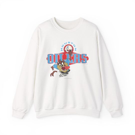 Tasmanian Devil Retro Cartoon Houston Oilers Sweatshirt Unisex Crewneck Jumper Vintage Fan Apparel