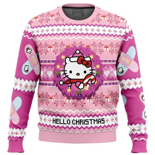 Hello Kitty Ugly Christmas Sweater, Pink Holiday Jumper, Xmas Gift for Women Girls, Sanrio Christmas Sweatshirt, Christmas outfits