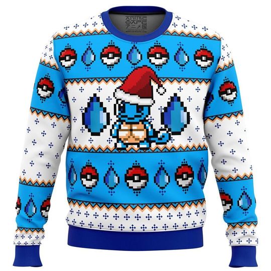 Love Squirtle PKM Christmas Sweater, Squirtle poket mons Ugly Christmas Sweater, Squirtle Ugly Xmas Jumper, Holiday Gift for poket mons Fans