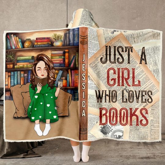 Personalized Book Lover Hooded Blanket Ultra-Soft Fleece Wearable Blanket